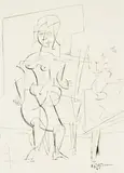 Keith Patterson, Untitled - Cubist Nude, ink on paper
