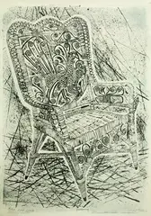 Cane chair I by Juliet Peters, linocut, 4/24, sold Sep 2012