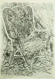 Juliet Peters, Cane chair I, linocut, 4/24