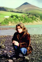 Portrait of Robin White before Harbour Cone, Otago Peninsula by Robin Morrison, cibachrome print, 1980, offered Aug 2012