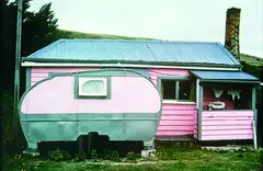 Robin Morrison, Pink Caravan, Harwood, Otago Peninsula, vintage cibachrome print