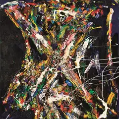 Untitled â€“ Cross by Allen Maddox, oil on jute, sold Aug 2012