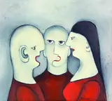 Agnes Wood, Conversation Piece, oil and alkyd on board