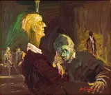Garth Tapper, Corner Bar, oil on board
