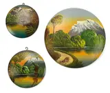 Tree Islands No. 14, Ship and Gun Trees No. 19, Dirt Road No. 15 by Tony de Lautour, acrylic on three found colonial oil paintings, sold Apr 2012