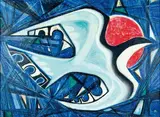 Fred Graham, Night Flight, oil and pastel on cardboard