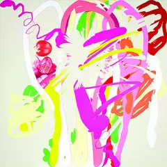 My luridly lush Lancome lips, bouncing through invigorating splashes of fresh canvas (just call me juicy-cherry-sweetheart baby!) Version 2.0 by André Hemer, acrylic on canvas, sold Mar 2012