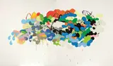 Matthew Dowman, Canary Flip, acrylic on canvas, diptych