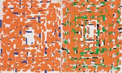 Untitled by John Reynolds, oilstick and acrylic on canvas, diptych, offered Mar 2012