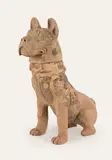 Han Dynasty (206BC - 220AD) by A large Chinese pottery model of a seated dog, The dating of this piece is consistent with Oxford Authentication thermoluminescence analysis report, sample no. C107x97, sold Feb 2012
