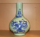 19th Century by A Chinese blue and white celadon ground bottle vase, moulded with a scene from the legend Ba Xian Guo Hai (The Eight Immortals Cross the Sea), sold Feb 2012
