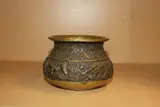 A bronze vase, with Precious Objects relief decoration
