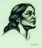 George Woods, Head of a Woman, charcoal on paper