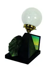 Egyptian Souvenir by Terry Stringer, cast bronze, oil paint, lamp fitting and glass shade on marble base, sold Feb 2012