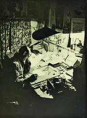 William Thomas Bray, Original Black and White photograph of E. Mervyn Taylor working in the Studio, vintage gelatin print