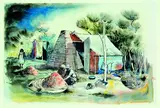 The Gum Digger's Camp by Denis Knight Turner, watercolour, offered Feb 2012
