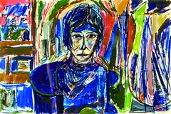 Patrick Hayman, Untitled - Figure Study in an Interior, mixed media on paper