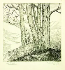 Hillside by Ernest Mervyn Taylor, wood engraving, offered Feb 2012