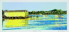 Boat Sheds, Orakei by Justin Boroughs, screenprint, 23/75, offered Feb 2012