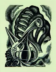 Eileen Mayo, The Decanter, wooden engraving , circa 1950