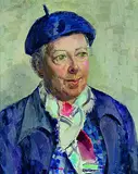 Francis Irwin Hunt, Lady with Beret, oil on board