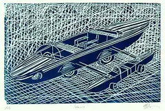 Vakars by Cheyne Tuffery, linocut, 1/15, sold Feb 2012