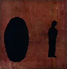 Kenneth Hayes, Untitled - Abstraction with Silhouetted Figure, mixed media on paper