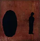 Kenneth Hayes, Untitled - Abstraction with Silhouetted Figure, mixed media on paper