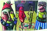 Jennifer Dolezel, Mixed Company, oil pastel on paper