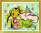 Misery, Ruby and Dennis, acrylic on found map of Australia