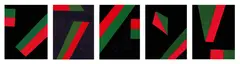 Red, Green, Blue, Abstraction by Andrew McLeod, oil on canvas, 5 panels, offered Dec 2011