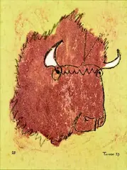 Bison by Denis Knight Turner, mixed media on paper, sold Dec 2011