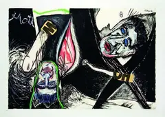 Jon Cattapan, The Mathematician's Bone, charcoal, acrylic and collage on paper
