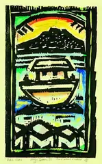 Ark Icon by Nigel Brown, hand-coloured woodcut, 7/10, sold Dec 2011