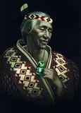 Charles McPhee, Portrait of a Maori Elder in Cloak with Tiki, oil on velvet