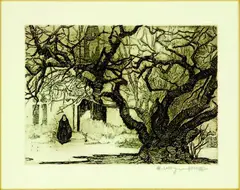 Evelyn Page, Cathedral Grounds, etching