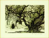 Evelyn Page, Cathedral Grounds, etching