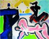 Pat Hanly, Drawing for the Golden Age, ink and oilpastel on paper
