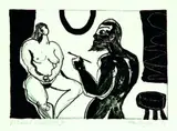 Pat Hanly, Model and Artist II, lithograph, 8/15