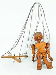 Bill Hammond, Marionette Puppet, carved wood, metal and string