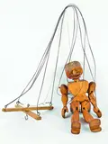 Bill Hammond, Marionette Puppet, carved wood, metal and string