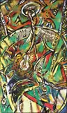 Philip Clairmont, Stairway with Light, oil and collage on jute, circa 1976