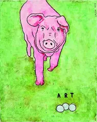 Art by David Cauchi, watercolour and oil on canvas, offered Nov 2011