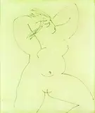 Ralph Hotere, Nude, ink on paper