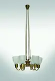 Notini Glossner and Co, 1960's Swedish hanging light, with brass cups holding six up-lights