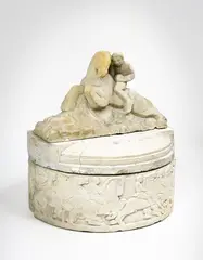 Chrystabel Aitken, Horse and rider carved Mt Somers stone sculpture, circa 1935