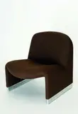 Giancarlo Piretti, Alky chair, designed in 1970 for Castelli. Original brown woven upholstery, the base polished aluminium.