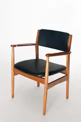 1950's oak armchair designed for Frem Rojle, Denmark. by Poul Volther, Original vinyl upholstery., offered Sep 2011