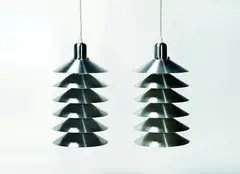 Jorgen Gammelgaard, Pair of anodised aluminium pendent lights, design for Design Forum 1971