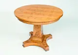The book matched veneered top by Late 19th century Swedish Empire Revival satin birch table, offered Sep 2011